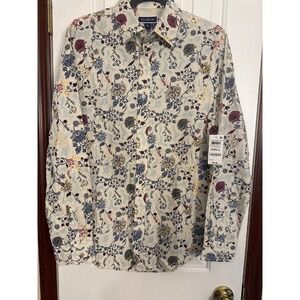 Club Room Floral Print Button Down‎ Shirt Refined Woven Small